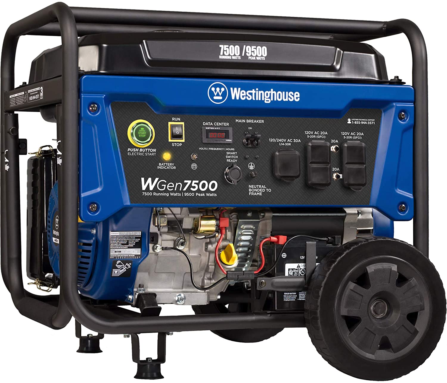 The Westinghouse WGen12500 gasoline generator is on a white background.